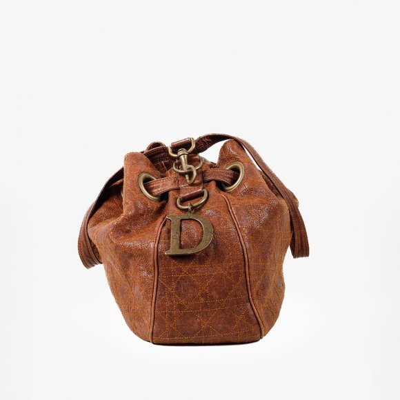 Christian Dior - Cannage Brown Leather - Bucket Bag - Picture 4 of 11